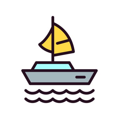 Yelkenli teknesi ikon vektör çizimi 