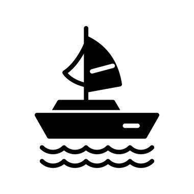 Yelkenli teknesi ikon vektör çizimi 