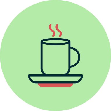 Kahve ikonlu fincan, vektör illüstrasyonu