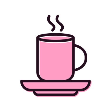Kahve ikonlu fincan, vektör illüstrasyonu