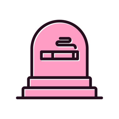 Beyaz arkaplanda izole edilmiş düz stil mezar simgesi. Ölüm 