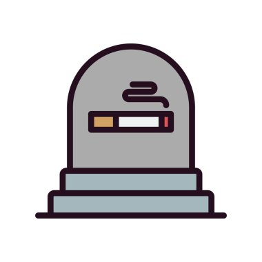 Beyaz arkaplanda izole edilmiş düz stil mezar simgesi. Ölüm 