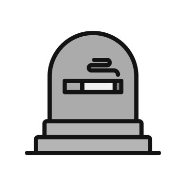 Beyaz arkaplanda izole edilmiş düz stil mezar simgesi. Ölüm 