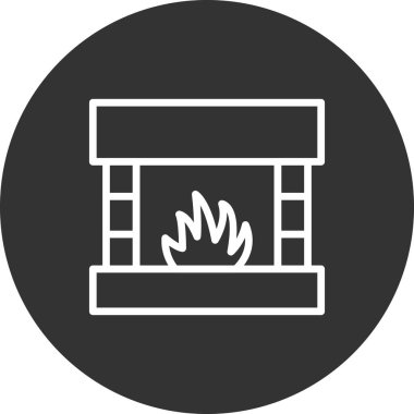 Şömine simgesi, modern vektör illüstrasyon tasarımı. 