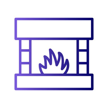 Şömine simgesi, modern vektör illüstrasyon tasarımı. 