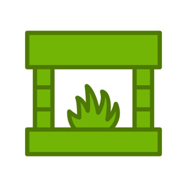 Şömine simgesi, modern vektör illüstrasyon tasarımı. 