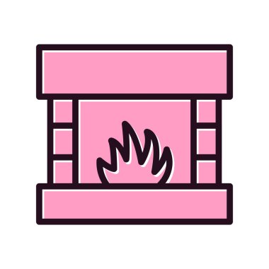 Şömine simgesi, modern vektör illüstrasyon tasarımı. 