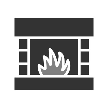 Şömine simgesi, modern vektör illüstrasyon tasarımı. 