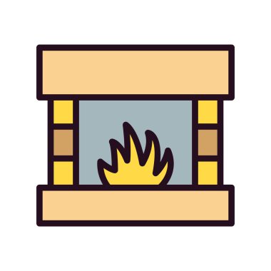 Şömine simgesi, modern vektör illüstrasyon tasarımı. 