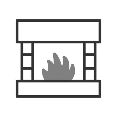 Şömine simgesi, modern vektör illüstrasyon tasarımı. 