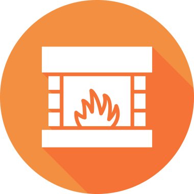 Şömine simgesi, modern vektör illüstrasyon tasarımı. 