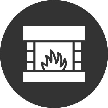 Şömine simgesi, modern vektör illüstrasyon tasarımı. 