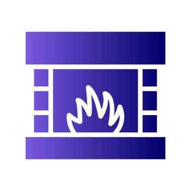 Şömine simgesi, modern vektör illüstrasyon tasarımı. 