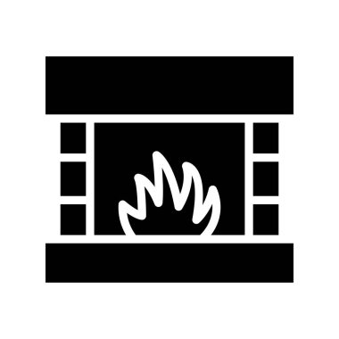 Şömine simgesi, modern vektör illüstrasyon tasarımı. 