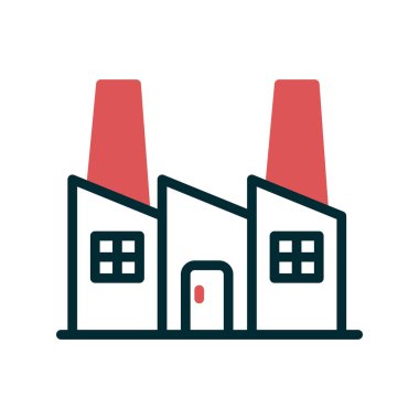 Fabrika inşa ikonu vektör illüstrasyonu, Endüstri 