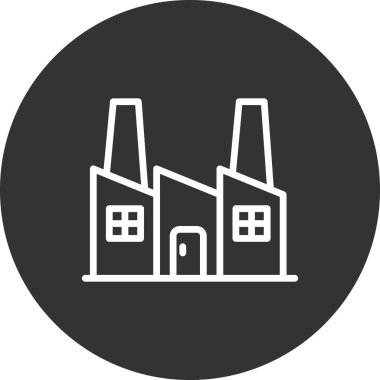 Fabrika inşa ikonu vektör illüstrasyonu, Endüstri 