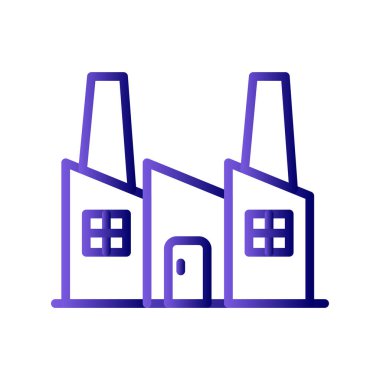 Fabrika inşa ikonu vektör illüstrasyonu, Endüstri 