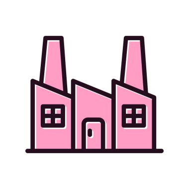 Fabrika inşa ikonu vektör illüstrasyonu, Endüstri 