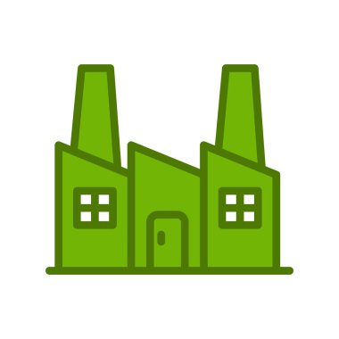 Fabrika inşa ikonu vektör illüstrasyonu, Endüstri 
