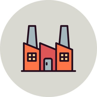 Fabrika inşa ikonu vektör illüstrasyonu, Endüstri 