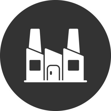 Fabrika inşa ikonu vektör illüstrasyonu, Endüstri 