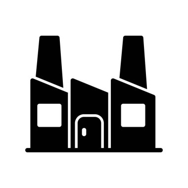 Fabrika inşa ikonu vektör illüstrasyonu, Endüstri 