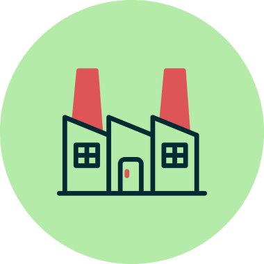 Fabrika inşa ikonu vektör illüstrasyonu, Endüstri 