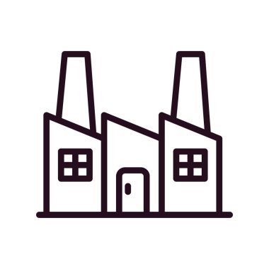 Fabrika inşa ikonu vektör illüstrasyonu, Endüstri 