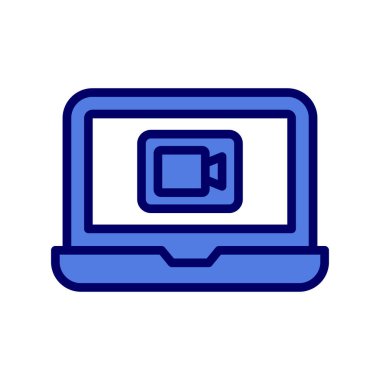 Video çağrı kodlu dizüstü bilgisayar, vektör illüstrasyonu