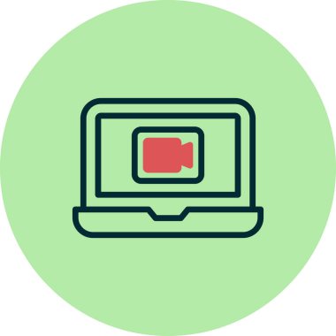 Video çağrı kodlu dizüstü bilgisayar, vektör illüstrasyonu