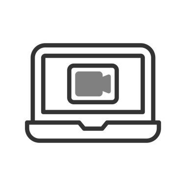 Video çağrı kodlu dizüstü bilgisayar, vektör illüstrasyonu