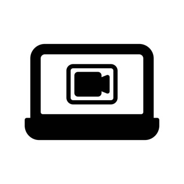 Video çağrı kodlu dizüstü bilgisayar, vektör illüstrasyonu