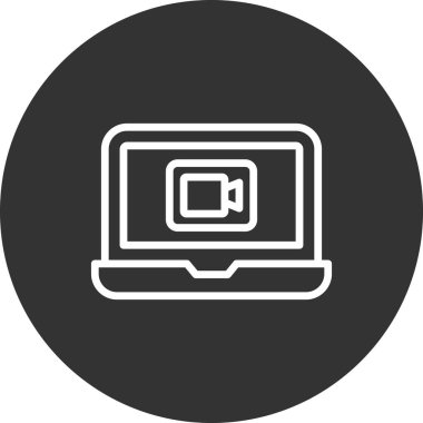 Video çağrı kodlu dizüstü bilgisayar, vektör illüstrasyonu