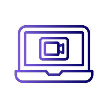 Video çağrı kodlu dizüstü bilgisayar, vektör illüstrasyonu