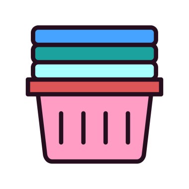 çamaşır sepeti simgesi, vektör illüstrasyonu