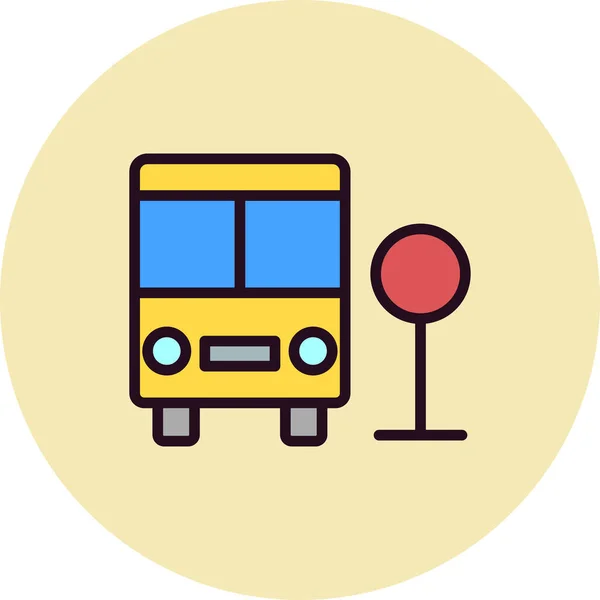 Bus Symbol Vektor Dünne Linie Zeichen Isolierte Kontursymboldarstellung Bushaltestelle — Stockvektor