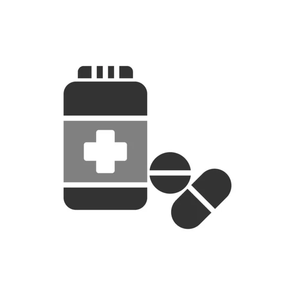 Flacone Con Pillole Illustrazione Vettoriale Del Concetto Medicina — Vettoriale Stock