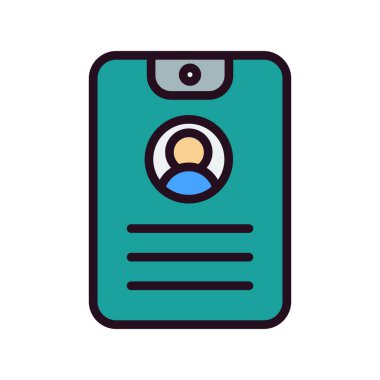 Tek kimlik kartı simgesinin vektör çizimi, Güvenlik Geçişi