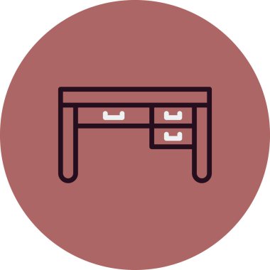 Çekmeceli masa. vektör illüstrasyonu