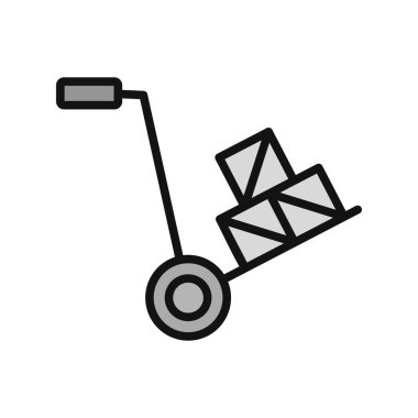 Kutu ikonlu el arabası. vektör illüstrasyonu