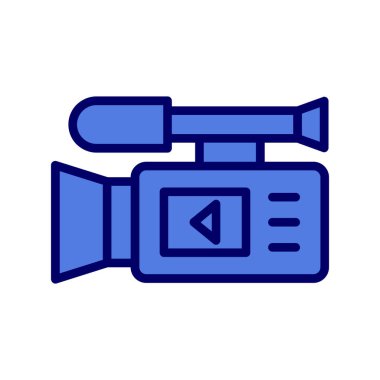 Video kamera ikon vektörü. İnce çizgi işareti. izole edilmiş sınır sembolü çizimi