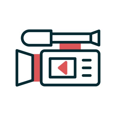 Video kamera ikon vektörü. İnce çizgi işareti. izole edilmiş sınır sembolü çizimi