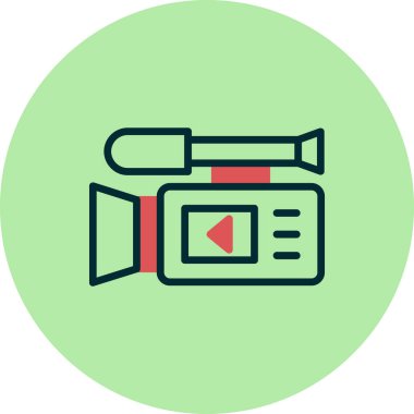 Video kamera ikon vektörü. İnce çizgi işareti. izole edilmiş sınır sembolü çizimi