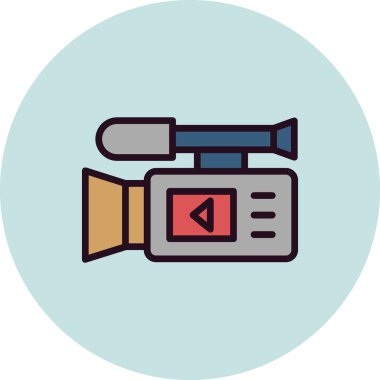 Video kamera ikon vektörü. İnce çizgi işareti. izole edilmiş sınır sembolü çizimi