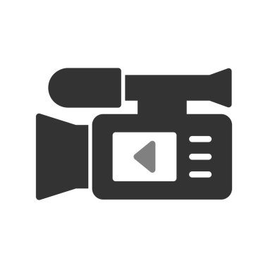 Video kamera ikon vektörü. İnce çizgi işareti. izole edilmiş sınır sembolü çizimi