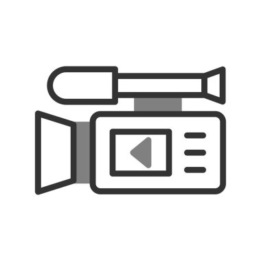 Video kamera ikon vektörü. İnce çizgi işareti. izole edilmiş sınır sembolü çizimi