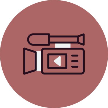 Video kamera ikon vektörü. İnce çizgi işareti. izole edilmiş sınır sembolü çizimi