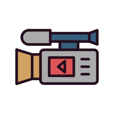 Video kamera ikon vektörü. İnce çizgi işareti. izole edilmiş sınır sembolü çizimi