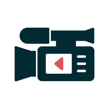 Video kamera ikon vektörü. İnce çizgi işareti. izole edilmiş sınır sembolü çizimi