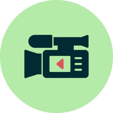 Video kamera ikon vektörü. İnce çizgi işareti. izole edilmiş sınır sembolü çizimi